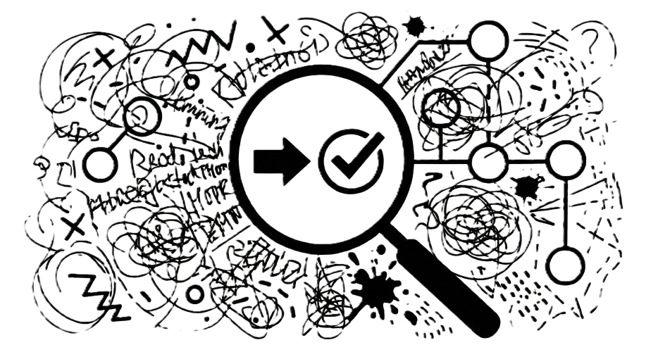 Abstrakte Liniengrafik zu strukturierter Innovation und Klarheit